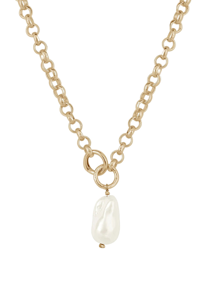 Iris Gold Baroque Shell Pearl Drop Necklace