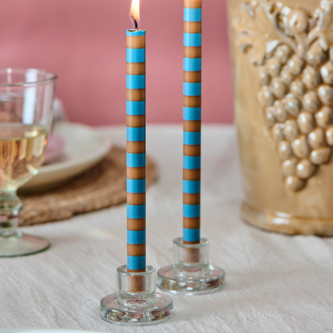 Clear Glass Taper Candle Holder for 1.3cm Candles