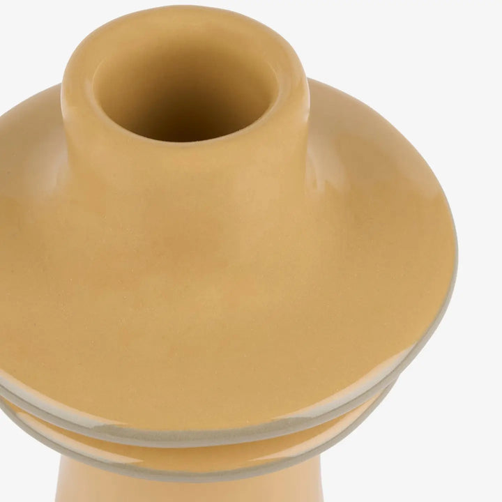 Mustard Stoneware Candlestick Holder