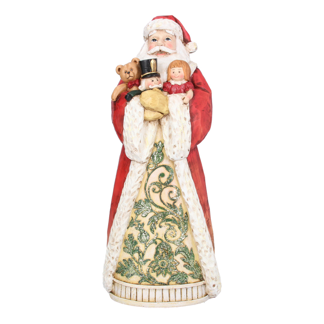 Gisela Graham Santa with Toys Christmas ornament featuring a festive Santa figure holding toys, perfect for holiday decoration.