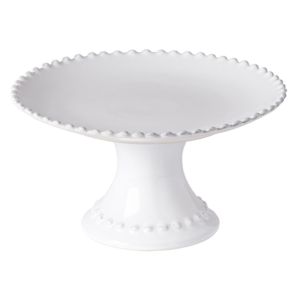 Small pearl white footed plate from Cornucopia Home and Gift's My Gifts Trade collection, featuring a smooth, elegant ceramic design.