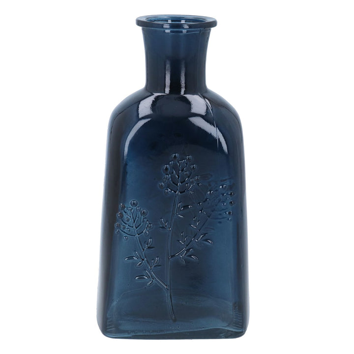 Glass Wildflower Bottle Vase - Navy