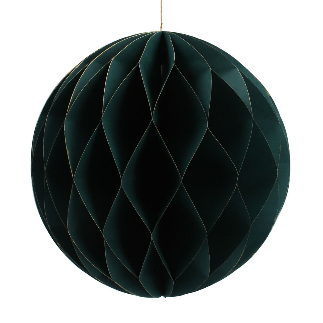 Large green paper honeycomb ball from Gisela Graham Christmas collection, perfect for holiday decorations.