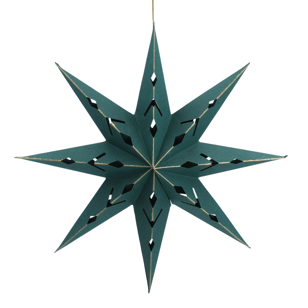 Large green paper Bethlehem star decoration by Gisela Graham for Christmas, suitable for holiday home decor.