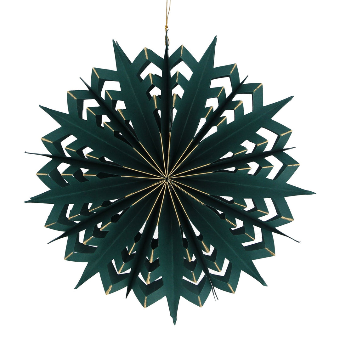 Large green paper layered starburst decoration from Gisela Graham Christmas collection, perfect for festive holiday decor.