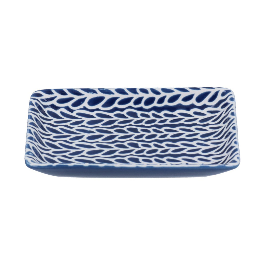 Gisela Graham Small Porcelain Leaves Trinket Dish - Navy