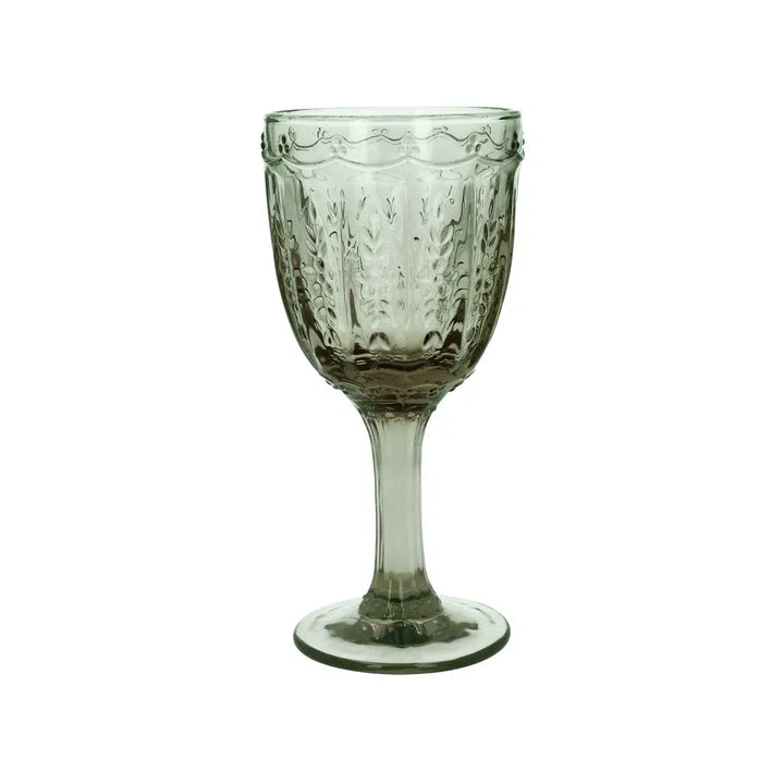 Gisela Graham Pressed Glass Wine Goblet -Green