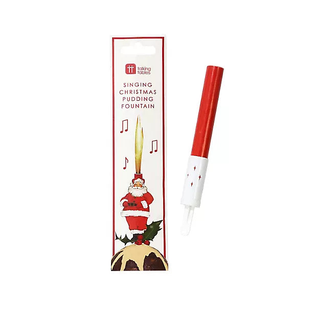 Father Christmas singing Christmas pudding fountain, a festive Talking Tables decoration with holiday-themed details.