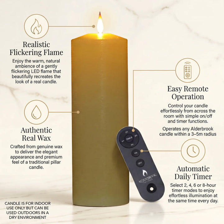 Classic Ivory LED Pillar Candle  - 20cm