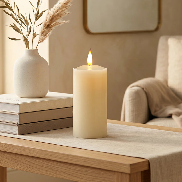 Ivory Glow LED Pillar Candle – 15cm