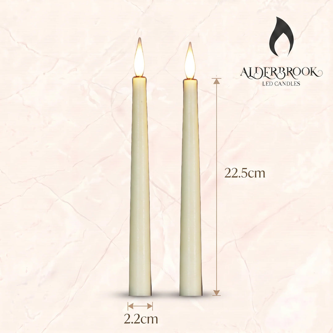 Ivory LED Taper Candles - Set of 2, 22cm