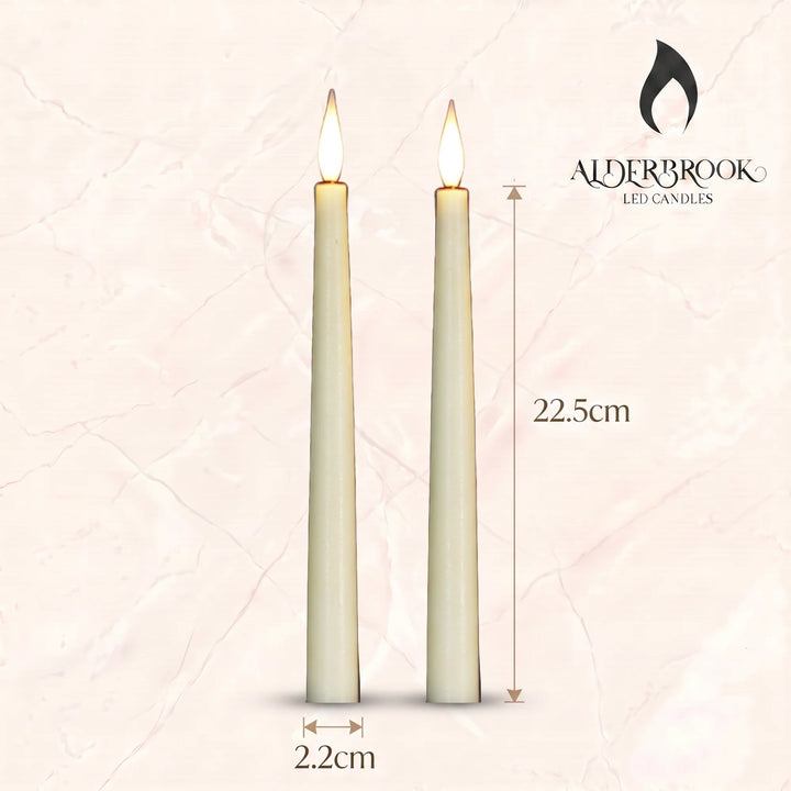 Ivory LED Taper Candles - Set of 2, 22cm