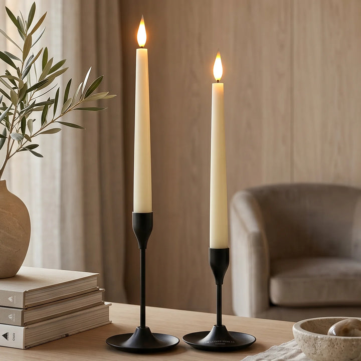 Ivory LED Taper Candles - Set of 2, 22cm