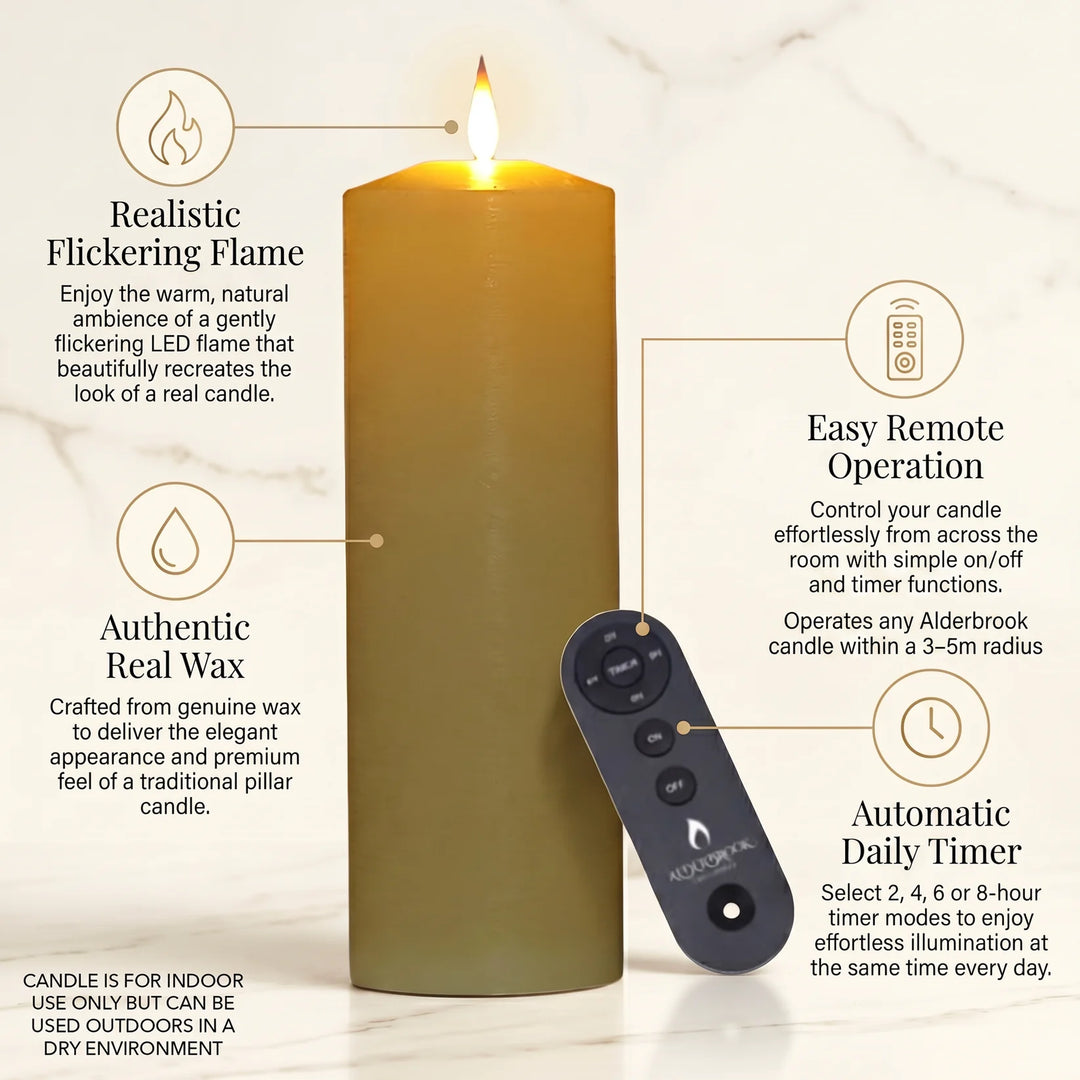 Ivory LED Taper Candles - Set of 2, 22cm