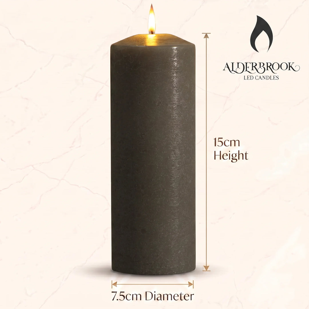 Pewter LED Pillar Candle - 20cm