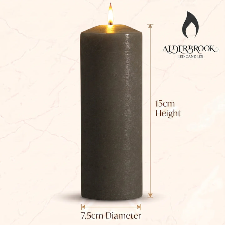 Pewter LED Pillar Candle - 20cm
