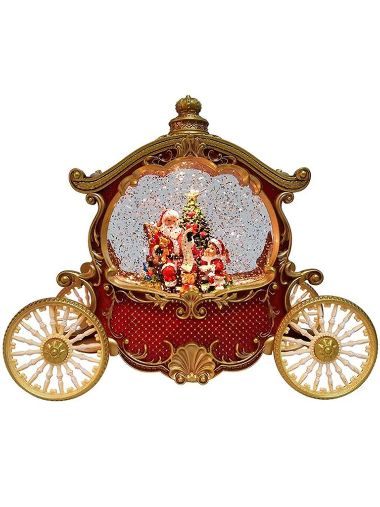 Straits Christmas Santa scene red carriage water spinner by Cornucopia Home and Gift, featuring a festive holiday water display.