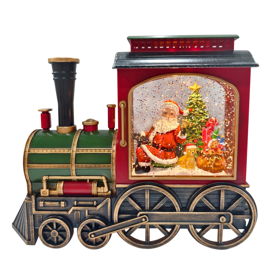 Straits Christmas Santa Train Water Spinner by Cornucopia Home and Gift featuring festive holiday design and colorful water motion.