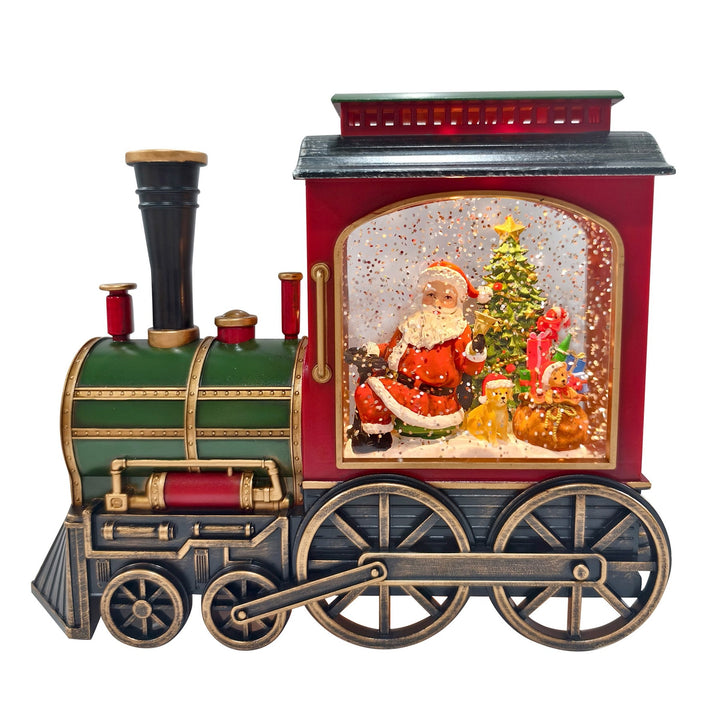 Straits Christmas Santa Train Water Spinner by Cornucopia Home and Gift featuring festive holiday design and colorful water motion.