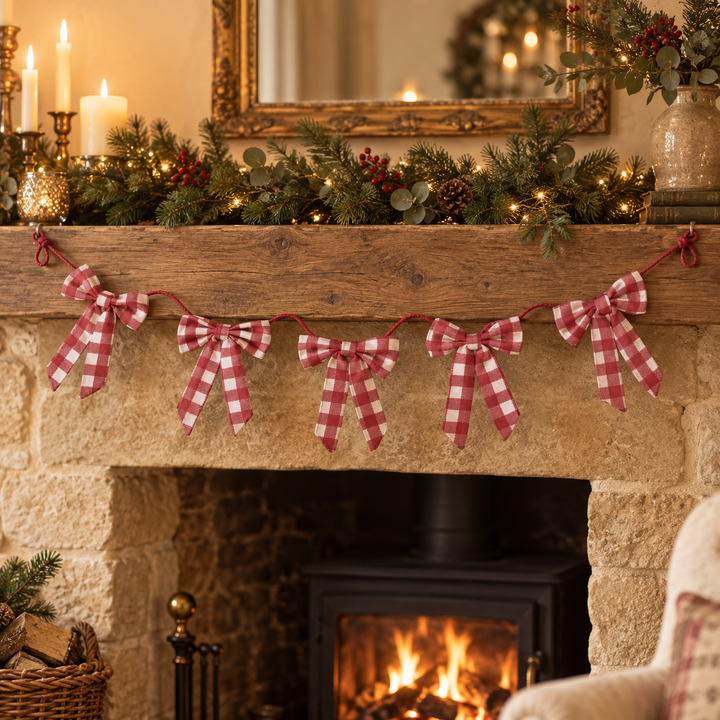Rustic Red Gingham Bow Garland