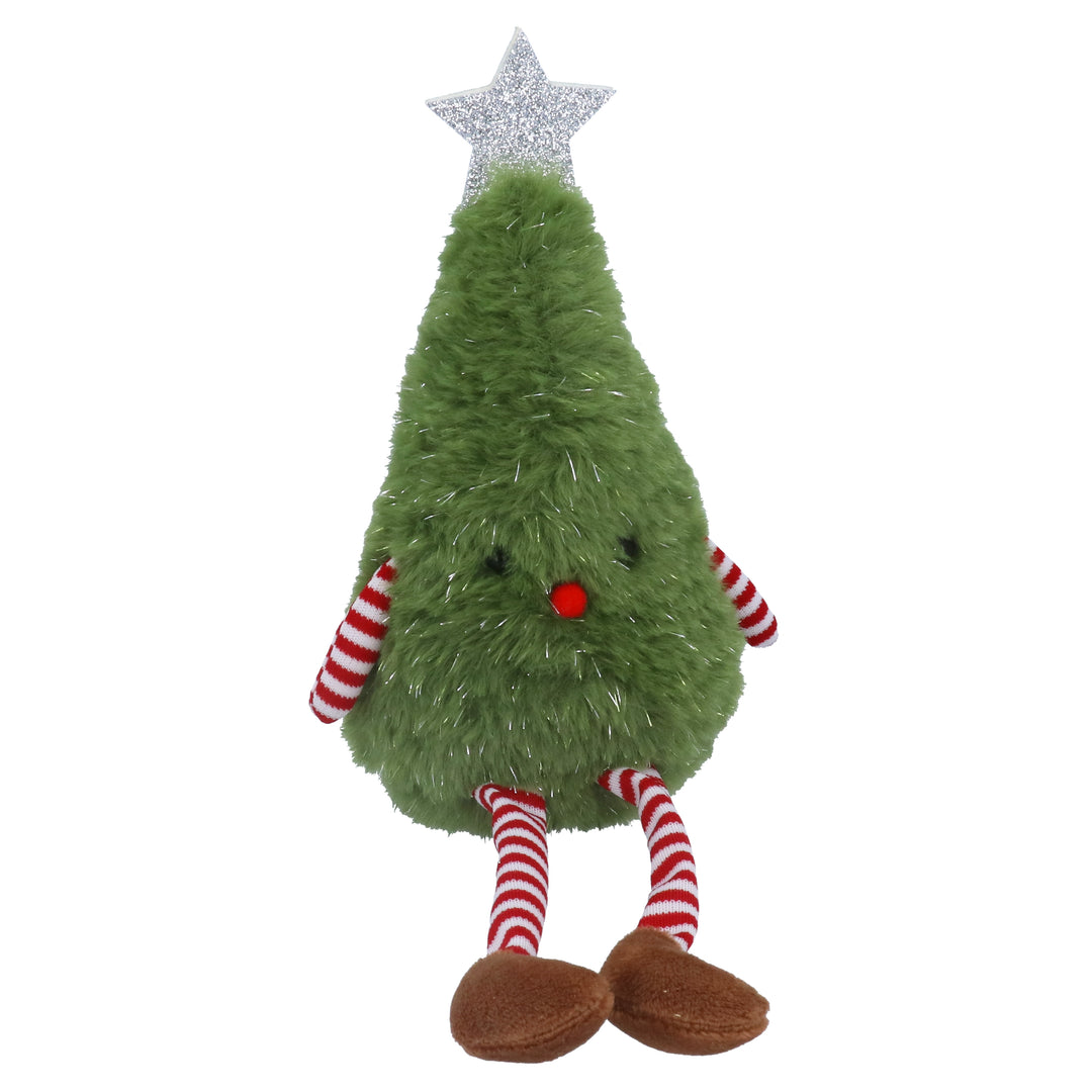Gisela Graham Fabric Christmas Tree Man Shelf Sitter with festive red and green fabric, perfect for holiday home decor.