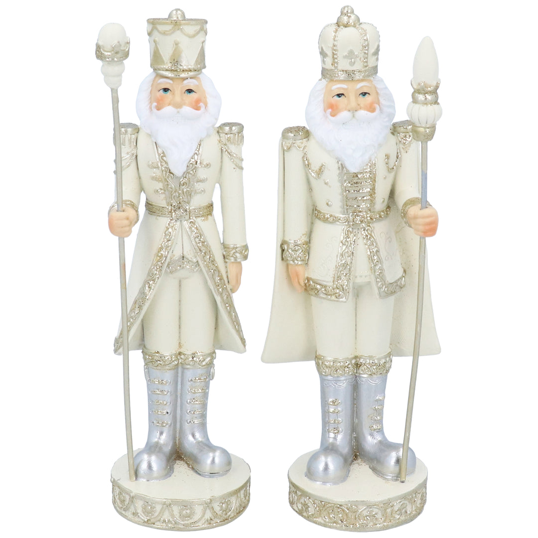 Small cream champagne gold Nutcracker ornament from Gisela Graham Christmas collection, ideal for holiday decor.