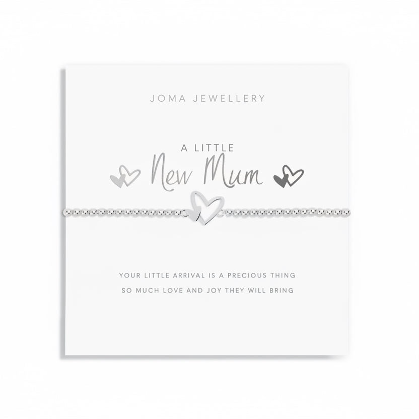 Joma Jewellery A Little New Mum bracelet featuring delicate silver charms on a fine chain, perfect for celebrating new motherhood.