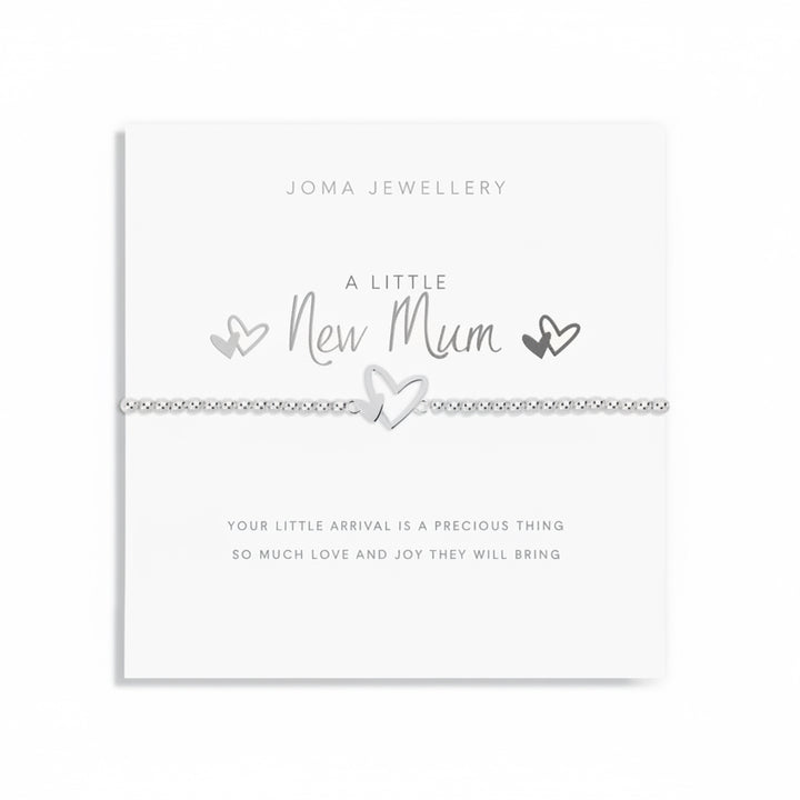 Joma Jewellery A Little New Mum bracelet featuring delicate silver charms on a fine chain, perfect for celebrating new motherhood.