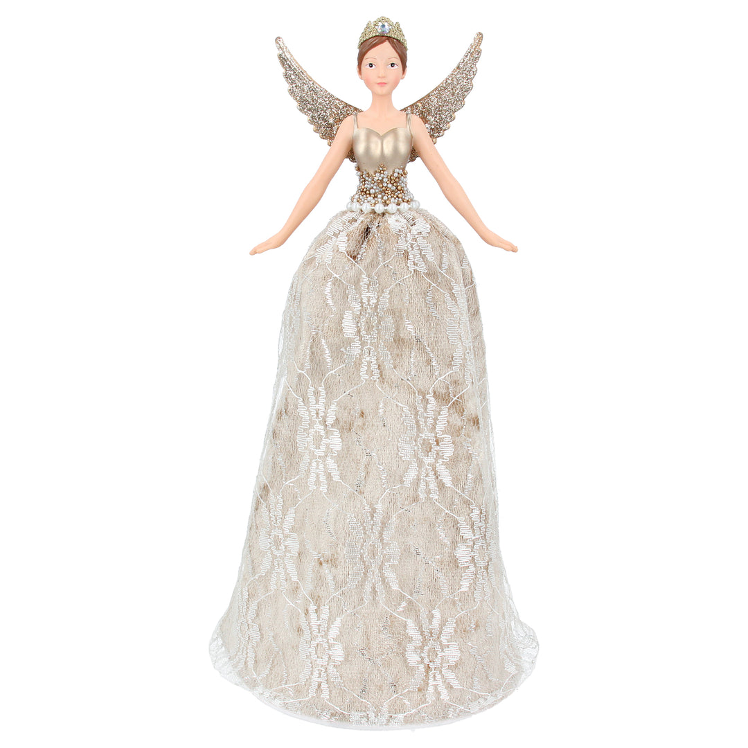 Large Luxe Gold Lace Tree Top Fairy from Gisela Graham Christmas collection, designed by Cornucopia Home and Gift.