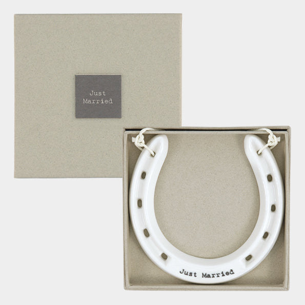 East of India Porcelain Horseshoe – ‘Just Married’