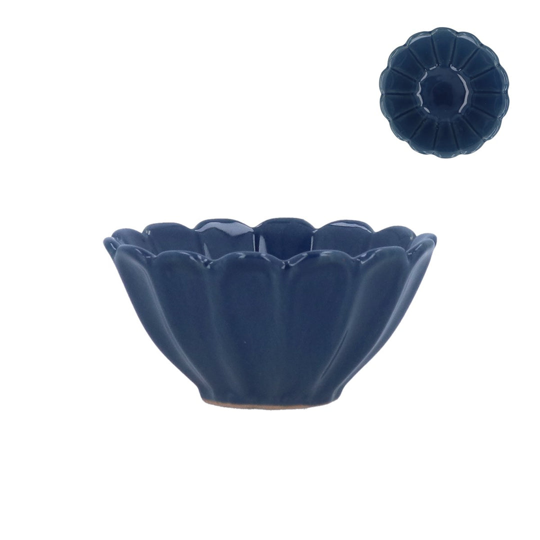 Mini Fluted Stoneware Bowl - Navy