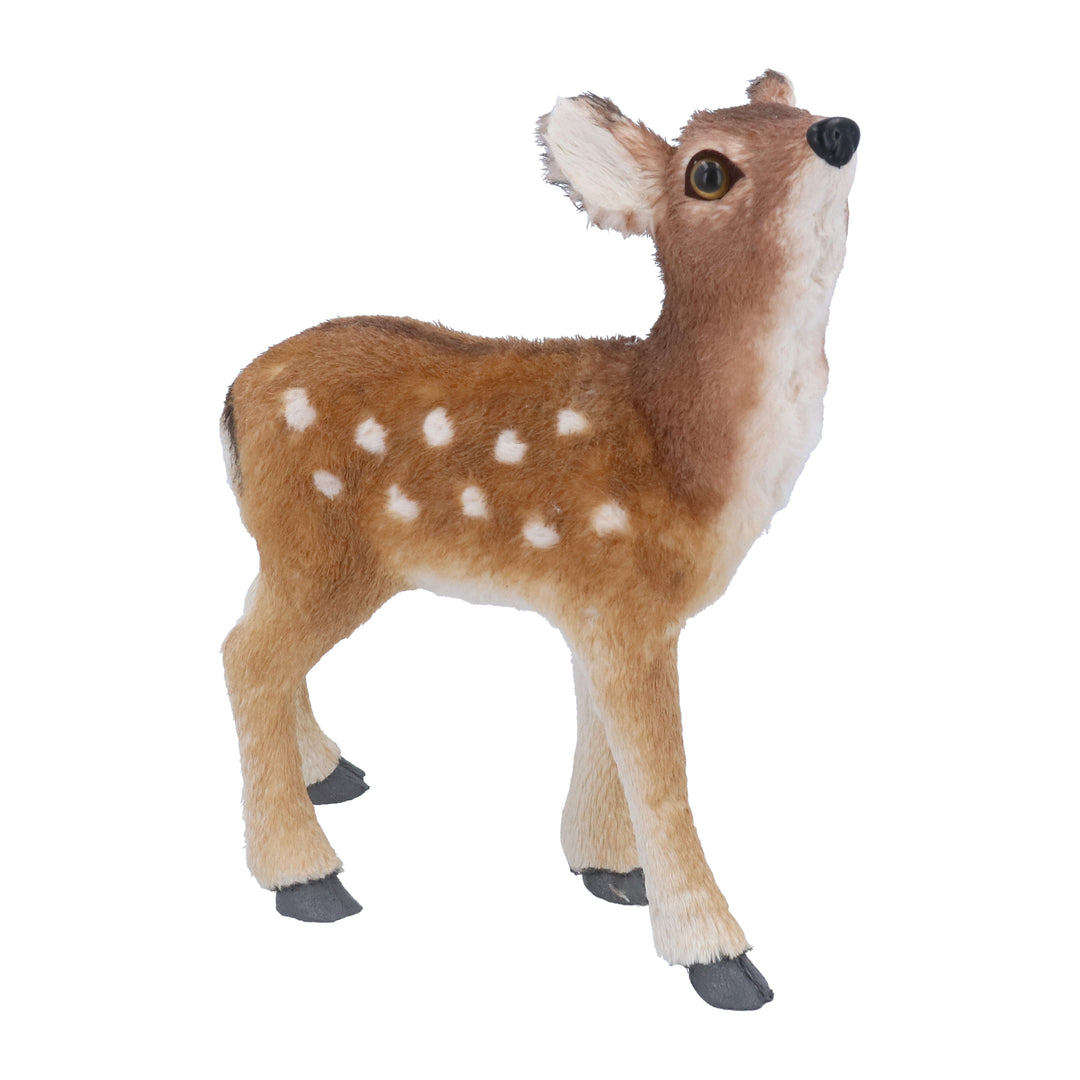 Fawn-shaped faux fur Christmas ornament by Gisela Graham, designed for holiday decor from Cornucopia Home and Gift.