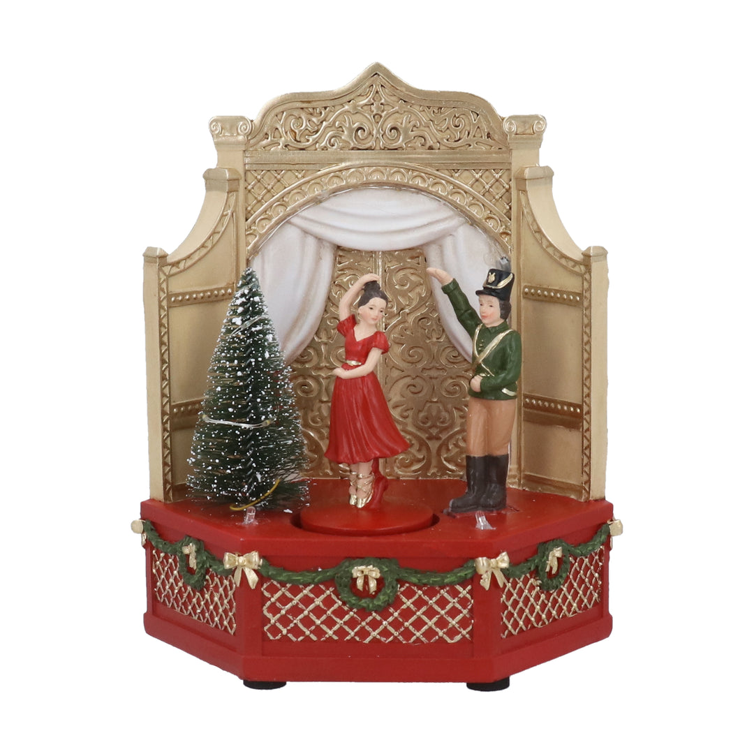 Red Gold Spinning Ballerina Music Box from Gisela Graham Christmas collection with intricate ballerina figurine and decorative base.