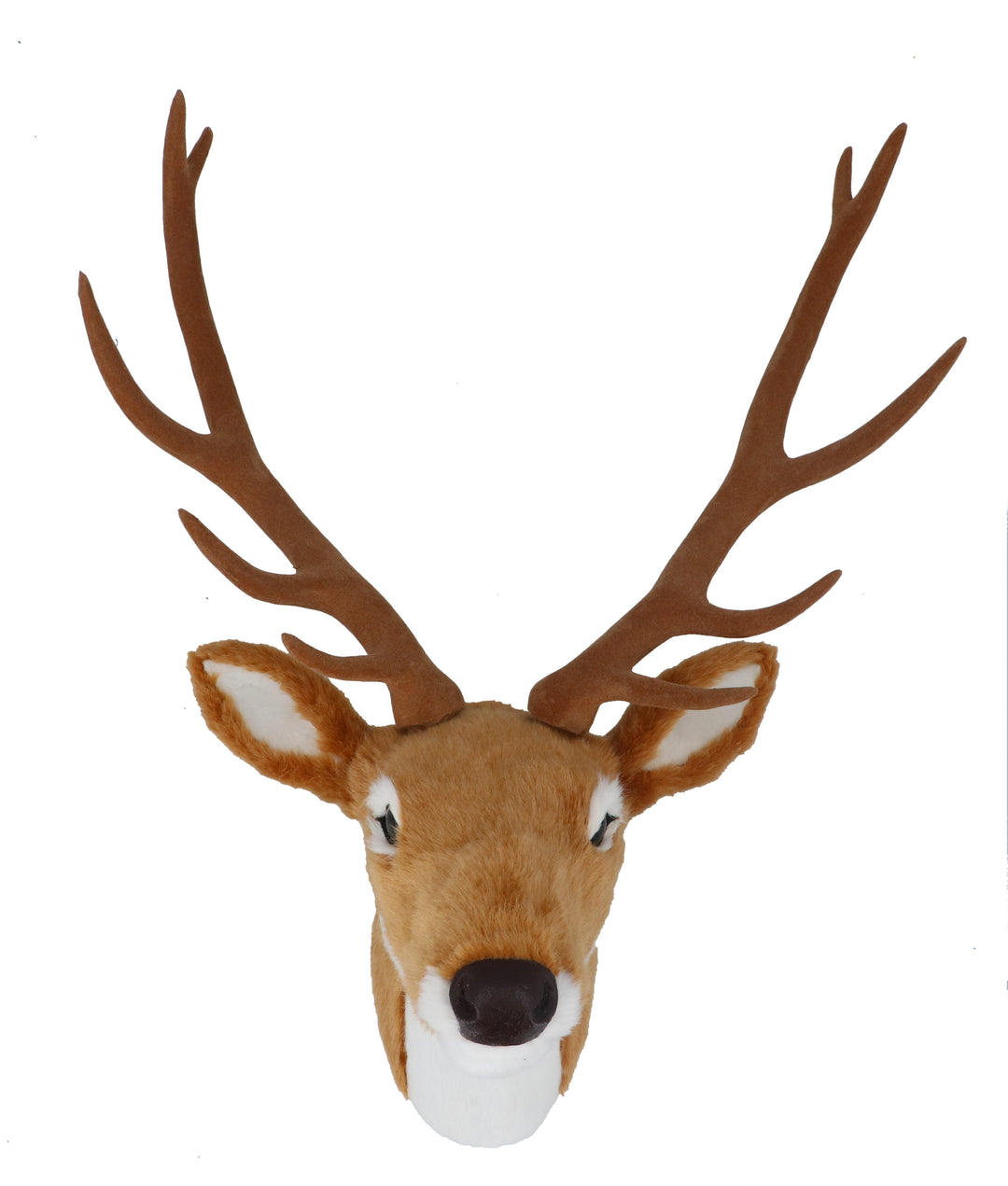 Medium faux fur stag head wall plaque by Gisela Graham Christmas, featuring a realistic stag head with soft fur detail.