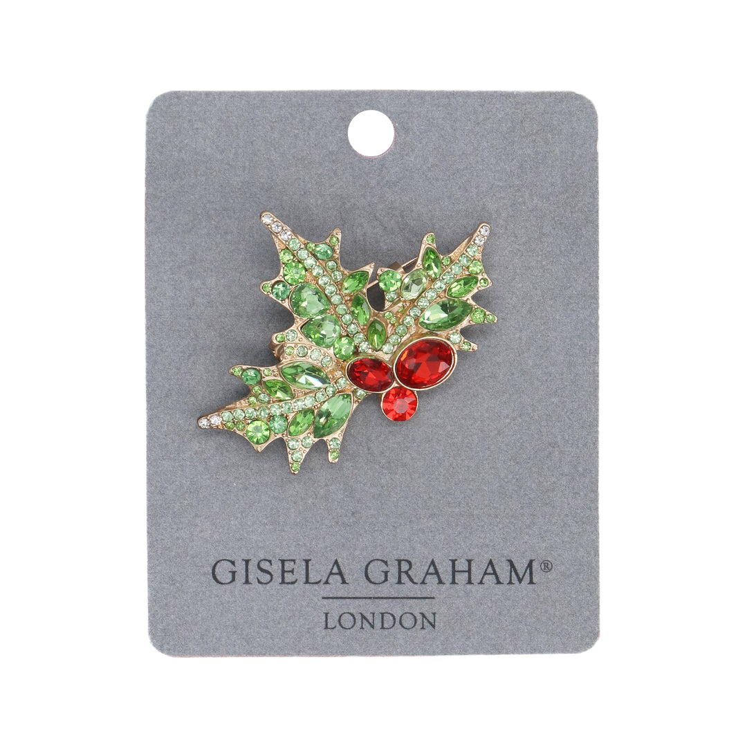 Gisela Graham Jewelled Holly Brooch