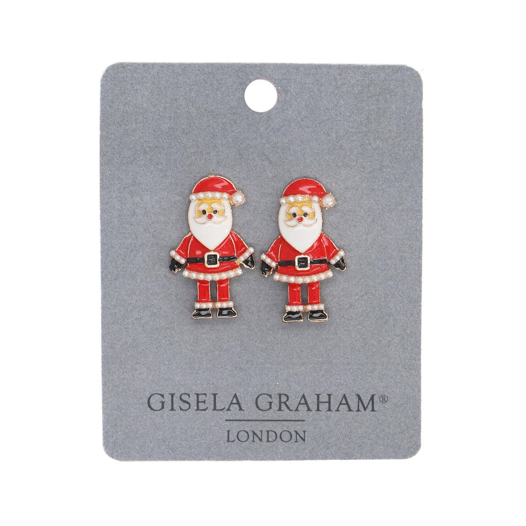 Gisela Graham Metal &amp; Enamel Santa Drop Earrings
