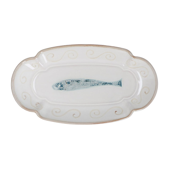 Medium Fish Fluted Stoneware Oval Plate