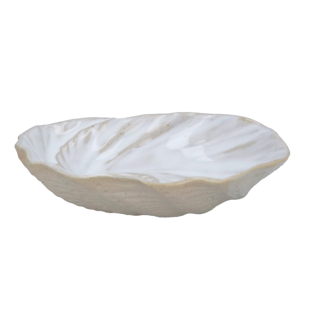 Spiral Shell Stoneware Trinket Dish - White