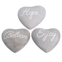 Stone Effect Engraved Sentiment Heart - 3 Assorted Designs