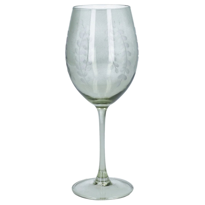 Gisela Graham Leaf Garland Wine Glass - Green Glass