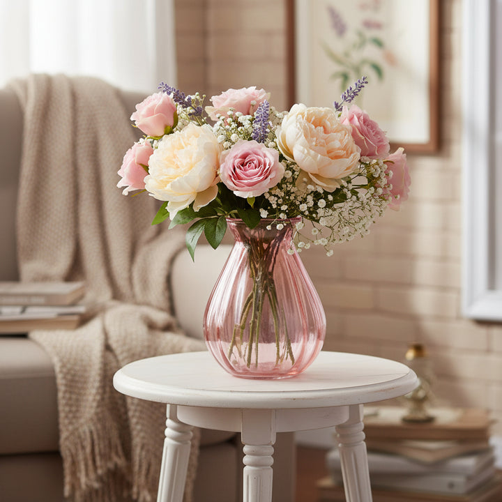 Pink Glass Posy Vase - Decorative Floral Bud Vase