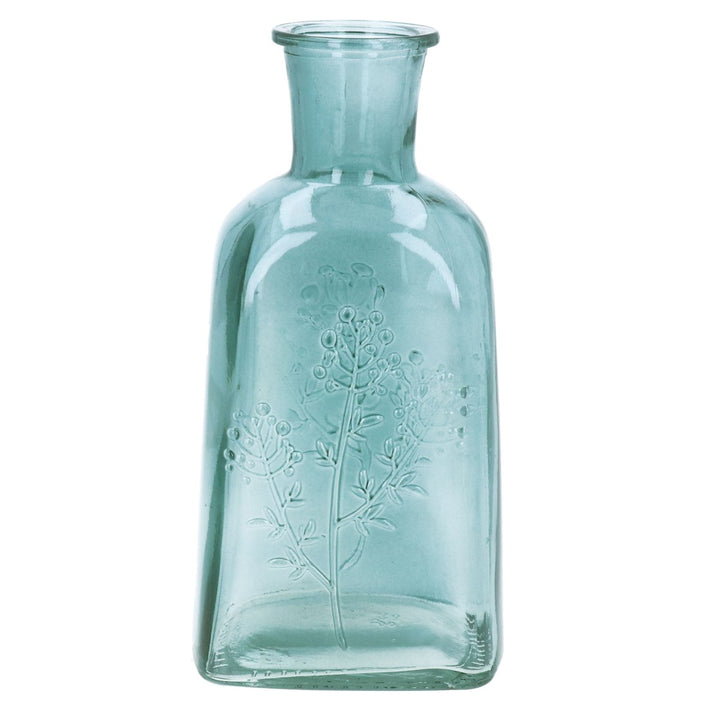 Glass Wildflower Bottle Vase - Blue