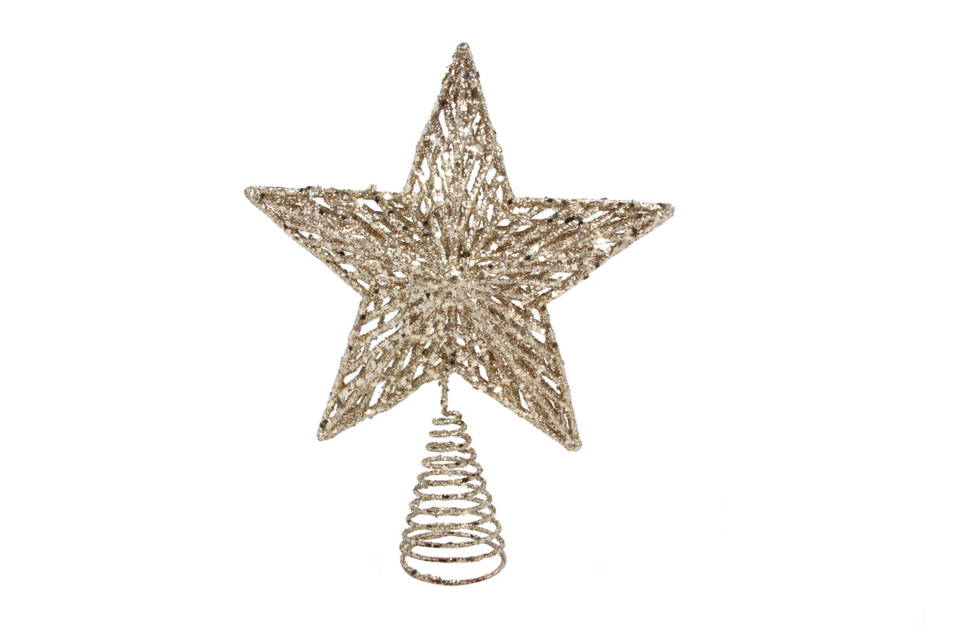 Gold sparkling moulded tree top star from Gisela Graham Christmas collection, perfect for holiday tree decoration.