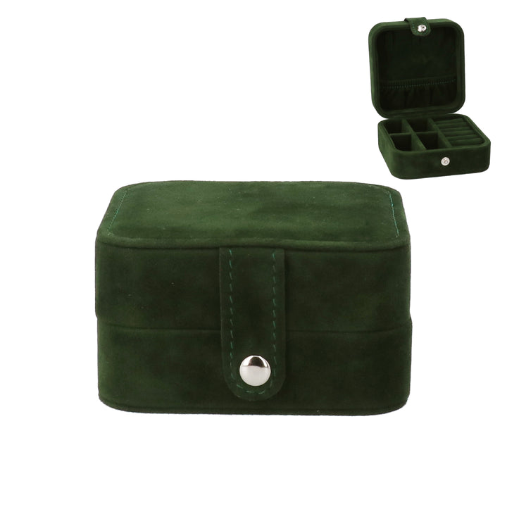 Green Velvet Square Jewellery Box