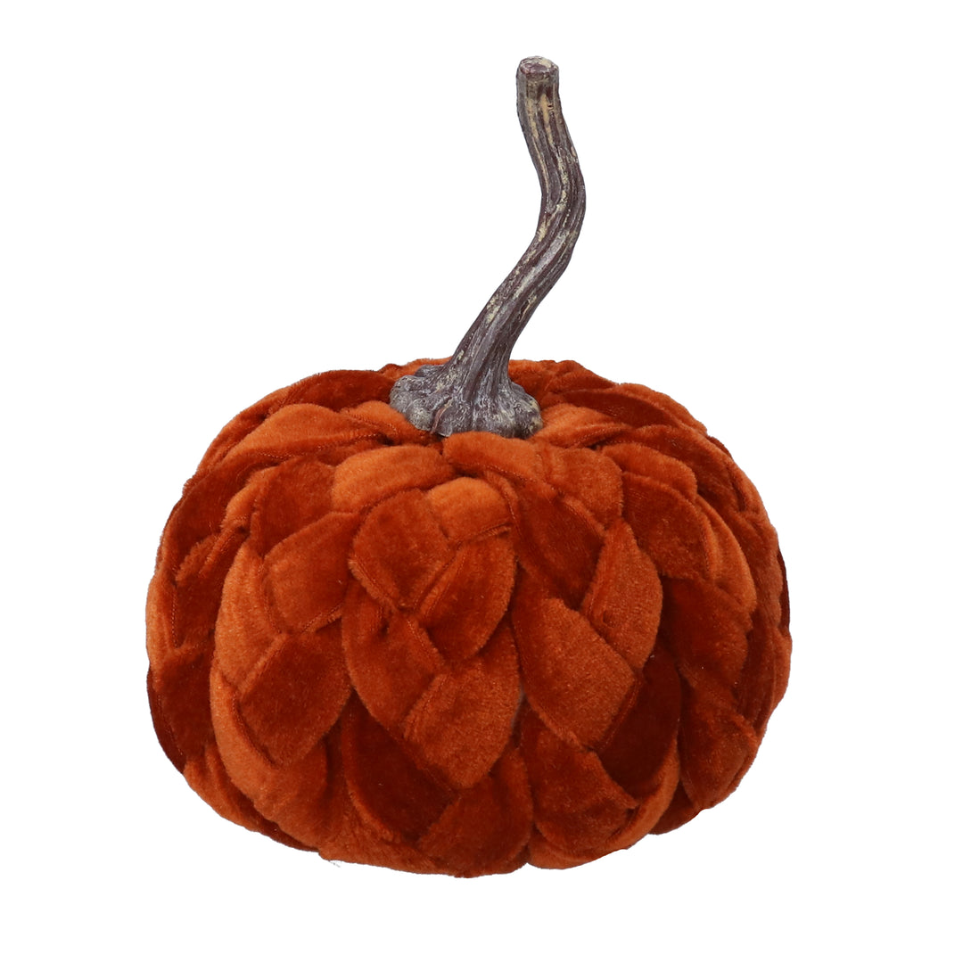 Orange Velvet Braid Pumpkin Ornament (Small)