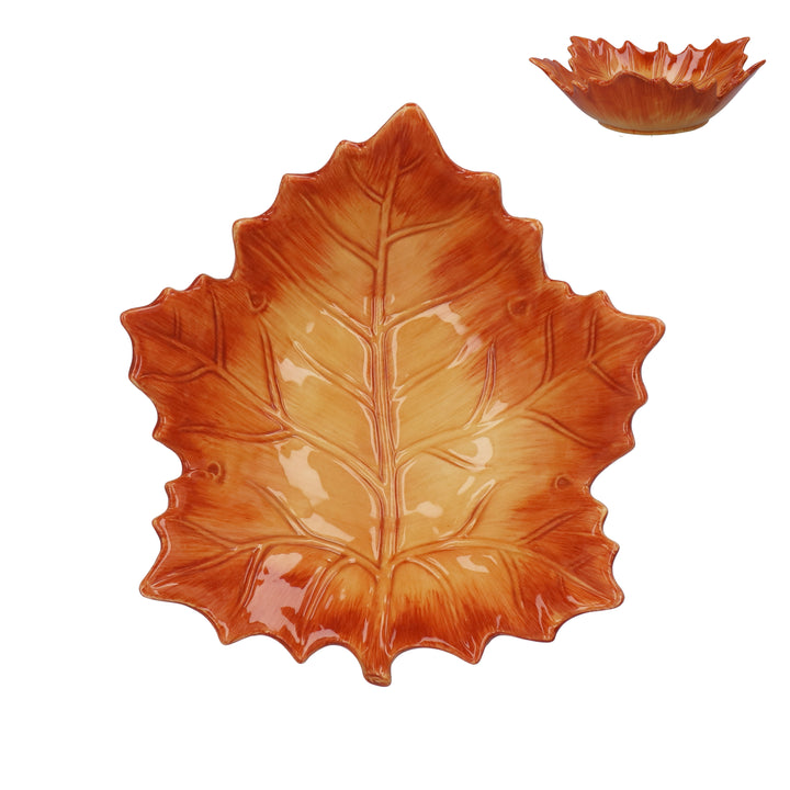 Ceramic Russet Sycamore Leaf Bowl