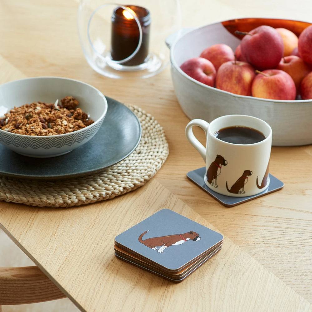 Sweet William Boxer Coaster by Cornucopia Home and Gift featuring a colorful floral design on ceramic coaster.