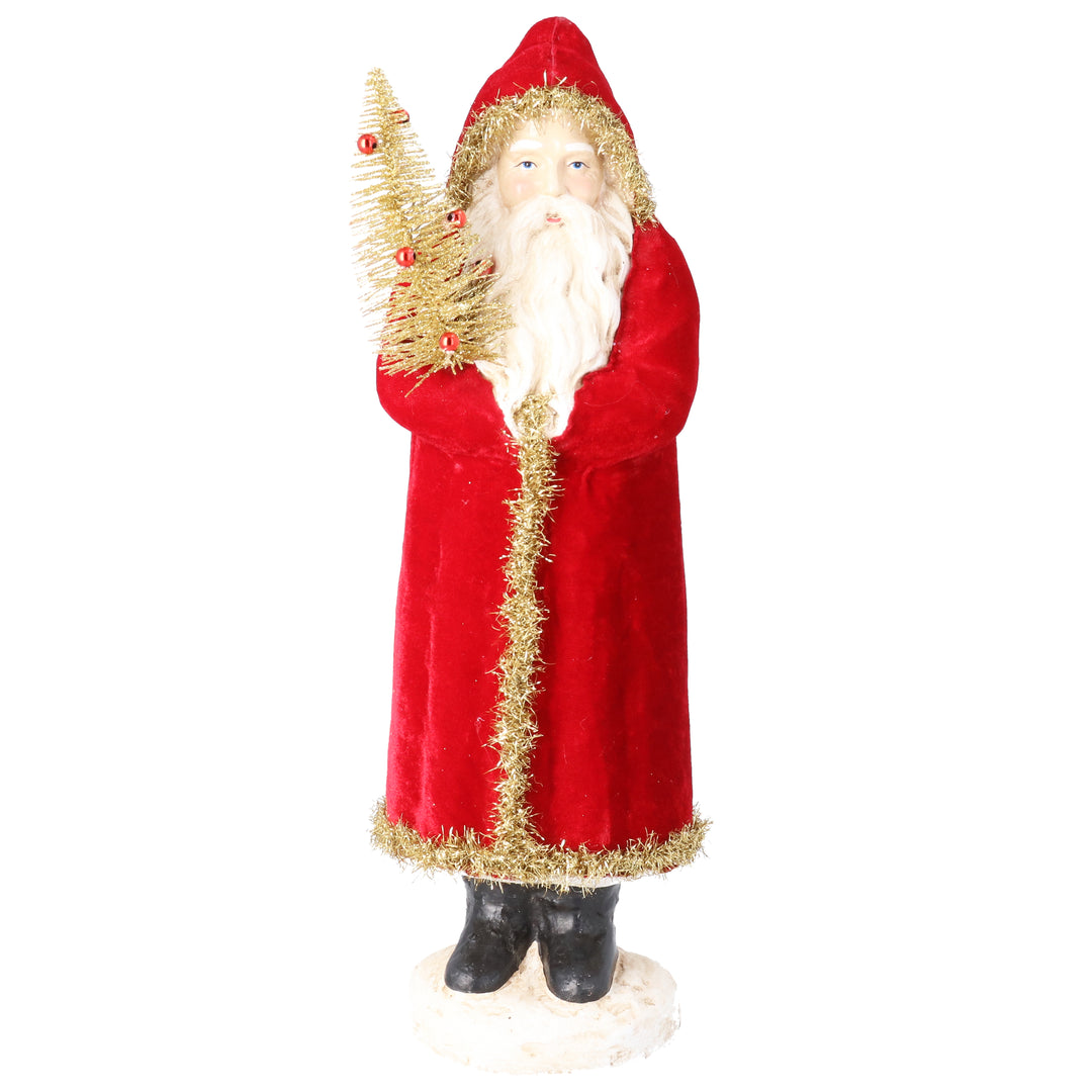 Santa Ornament 43cm Red Coat with Gold Tinsel