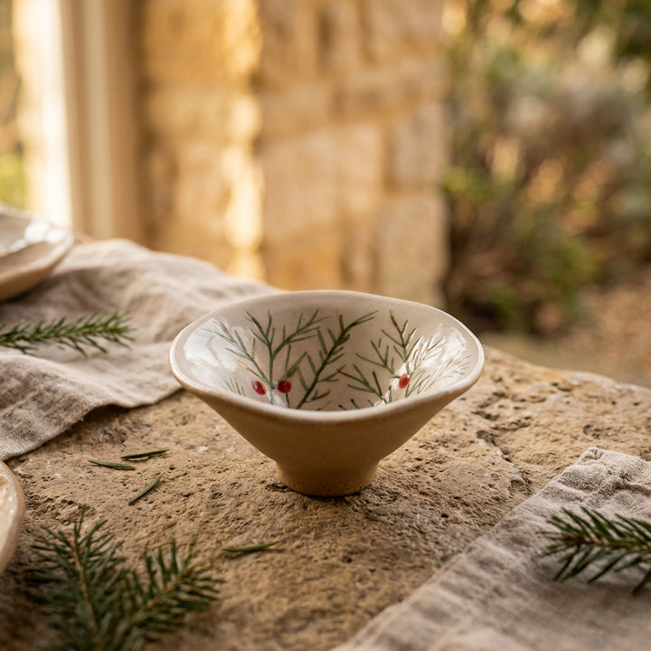 Fir &amp; Berries Stoneware Mini Bowl