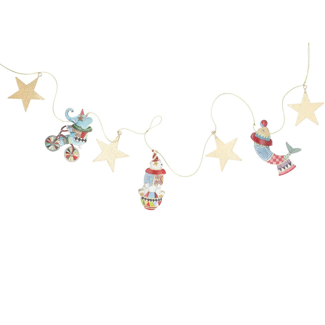 Gold Glitter Circus Animals Tin Garland 110cm